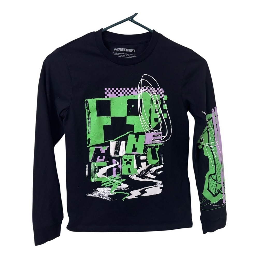 3/$15 Minecraft Kids graphic Long Sleeve Shirt - Black and Green